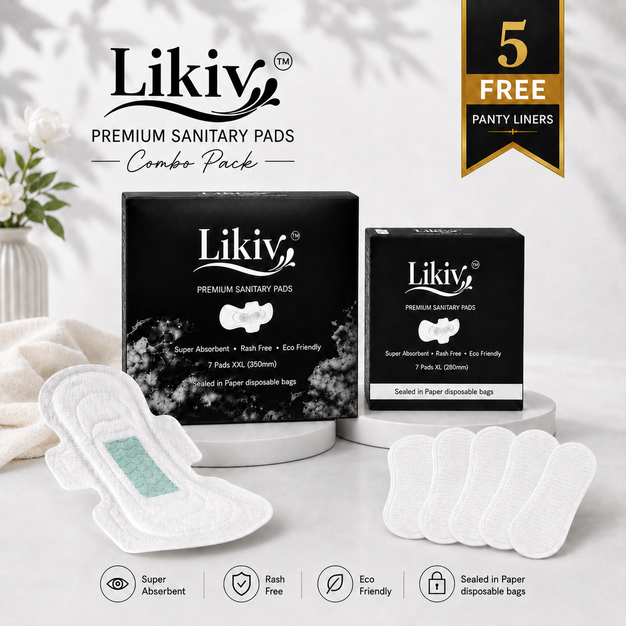 Likiv Premium Sanitary Pads combo - XL, XXL (2 Packs) - Image 5