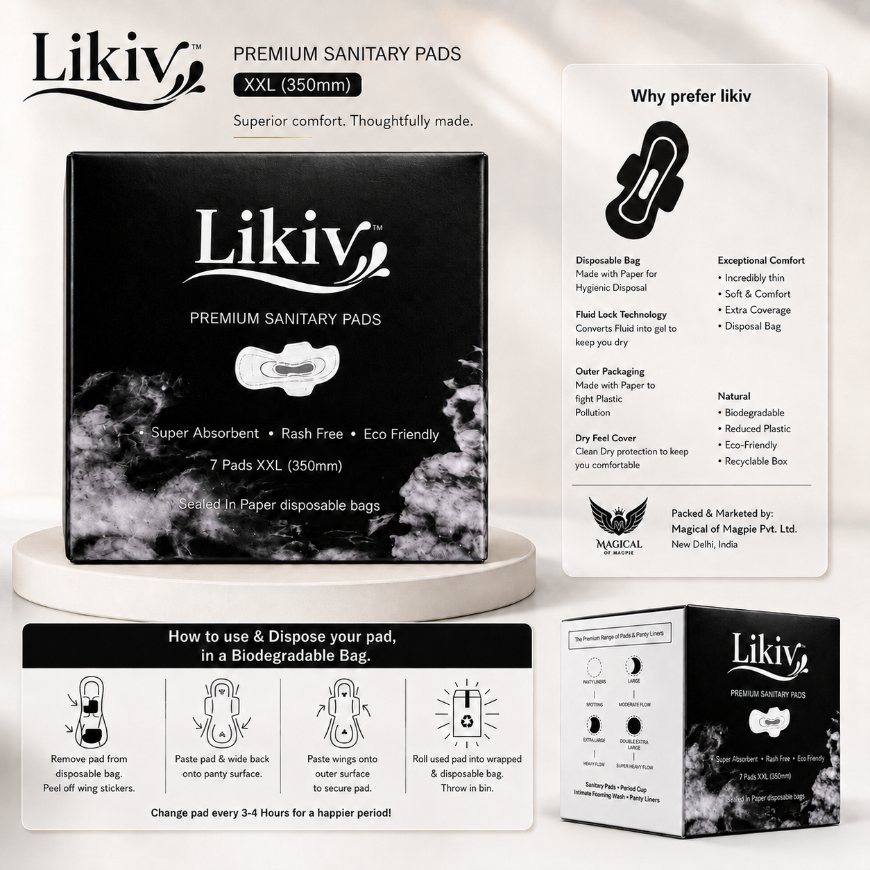 Likiv Premium Sanitary Pads combo - XL, XXL (2 Packs) - Image 3