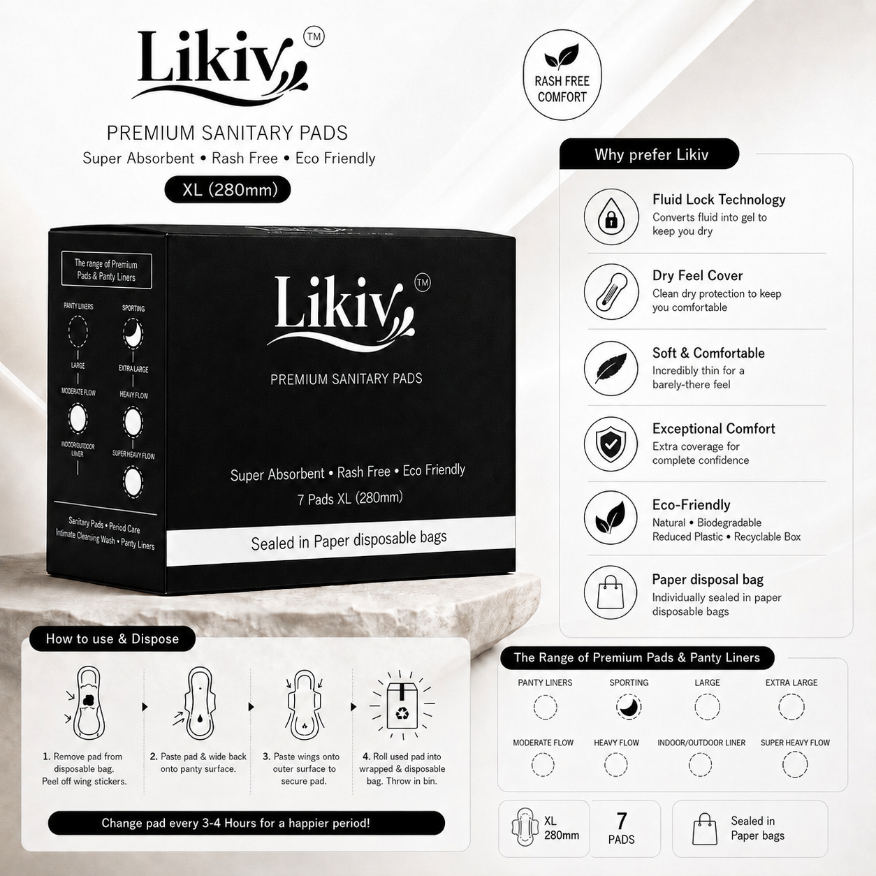 Likiv Premium L XL Sanitary Pads Combo Pack (2 Packs) - Image 4