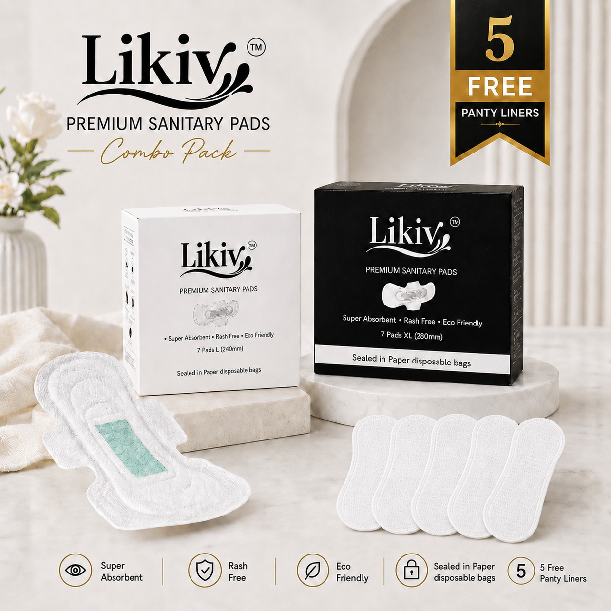 Likiv Premium L XL Sanitary Pads Combo Pack (2 Packs) - Image 2