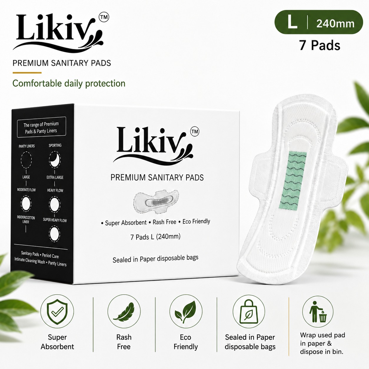 Likiv Premium L XL Sanitary Pads Combo Pack (2 Packs) - Image 5